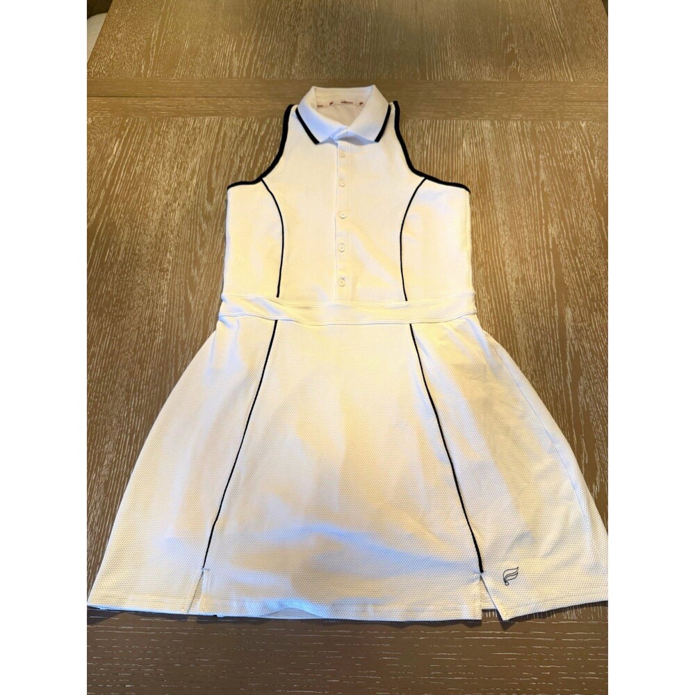 Fabletics Women's Polo Tennis Golf Skort Dress Built-In Shorts White/Black S
